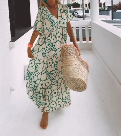 Juni | Ibiza-style Dress with Bohemian Floral Print